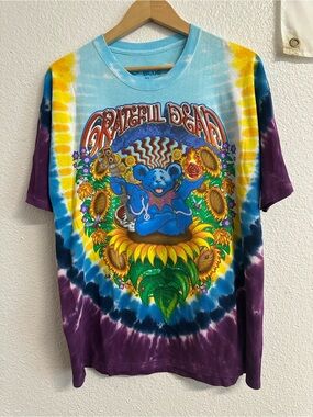 2006 Grateful Dead Liquid Blue Sunflower Tie Dye Tee XL